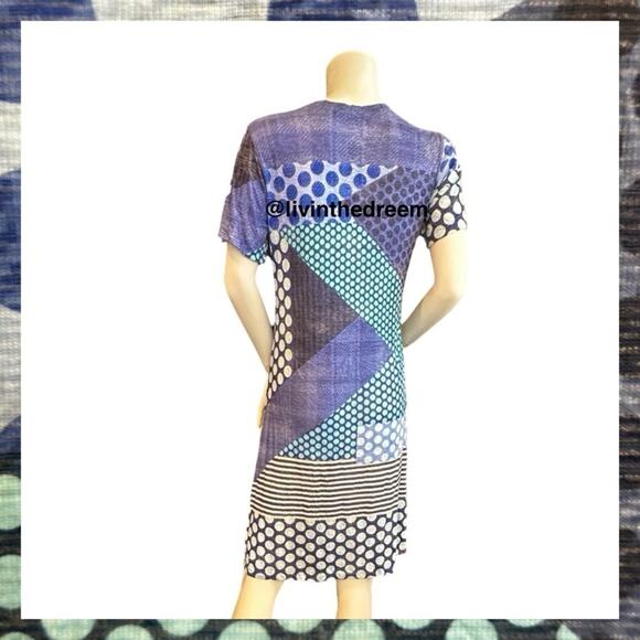 NWT David Cline V-Neck Short Sleeve T-Shirt Dress SZ Small Blue Dot $119 - Picture 6 of 16